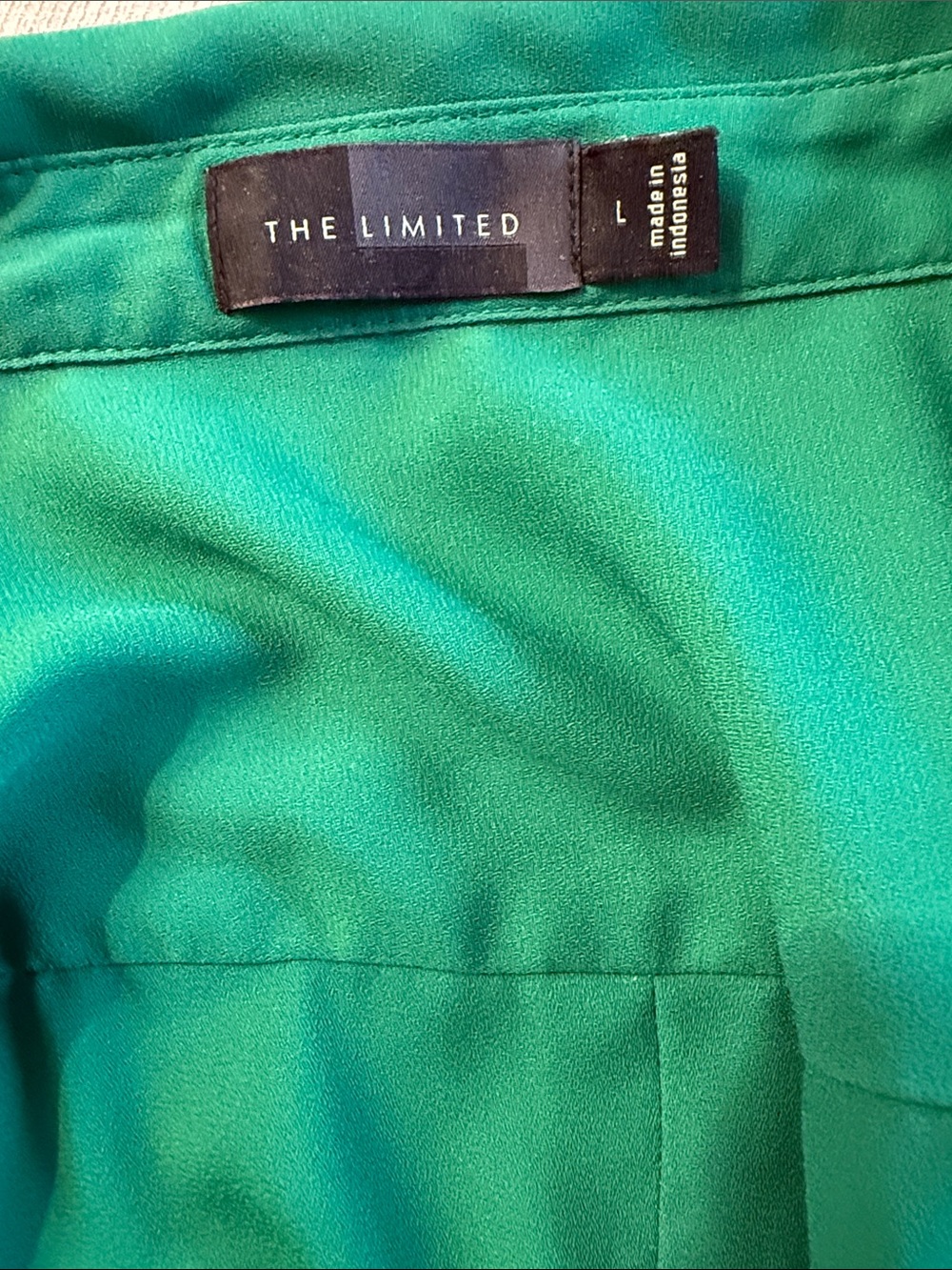 The Limited Green Portofino Style Blouse Size Large Button Front Career Top - Picture 3 of 13